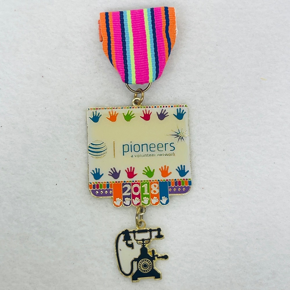 AT&T Pioneers Fiesta Medal 2018 Volunteer Network Rotary Phone Charm Multi Color